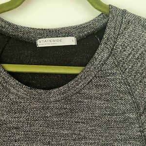 stateside gray thin knit henley long sleeve